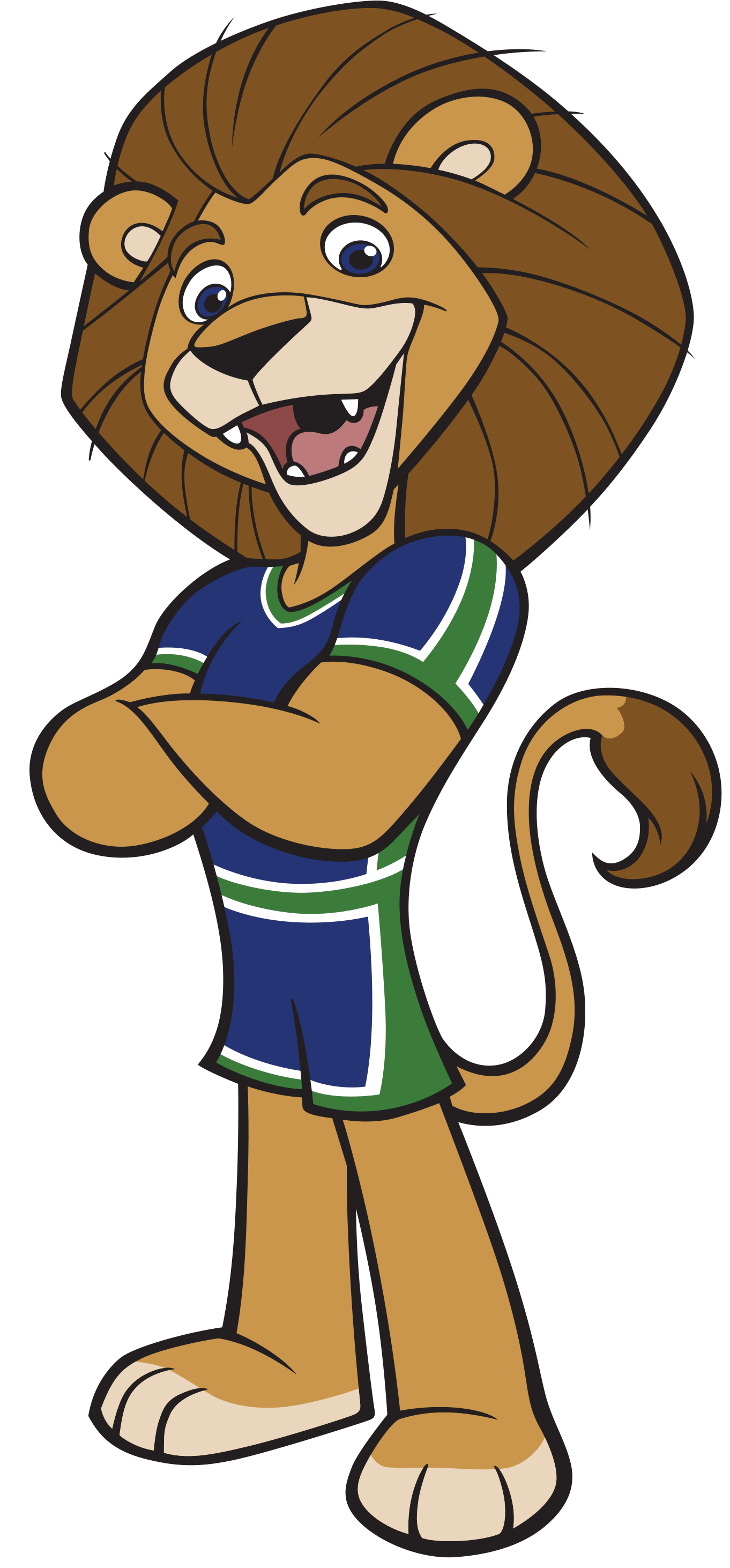 Little Valley Elementary School Lion Logo with arms folded